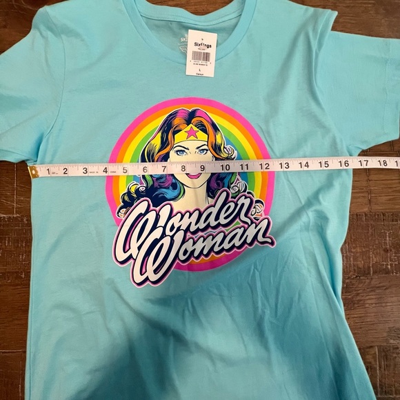 Wonder Woman Pride Graphic Tee - Light Blue NWT Size Large - Picture 4 of 6